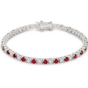 7" Sparkling Red Garnet & Clear Evening Bracelet